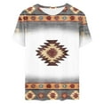 thumbnail image 5 of Blczomt Womens Tops Gray Summer Western Aztec Shirt Short Sleeve Trendy Crew Neck Blouses Women, 5 of 5