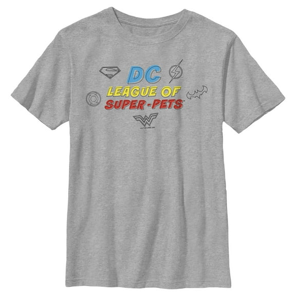 Boy's DC League of Super-Pets Logo Doodle  Graphic Tee Athletic Heather Small