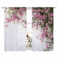 thumbnail image 2 of Pink Spring Floral Semi Sheer Window Curtains 72 Inches Long, Summer Flowers Farmhouse Rod Pocket Voile Silky Chiffon Curtain Light Filtering Drapes for Living Room, Kitchen, 52"x72", 2 Panels, 2 of 9