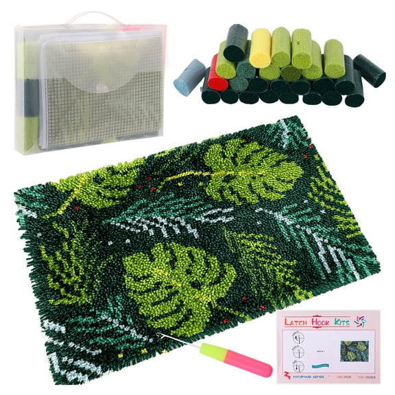 Threns Latch Hook Kit Complete DIY Rug Craft Kit Segment Embroidery Material Pack for Craft Enthusiast and and Beginner 20.5 x 15.0 inches