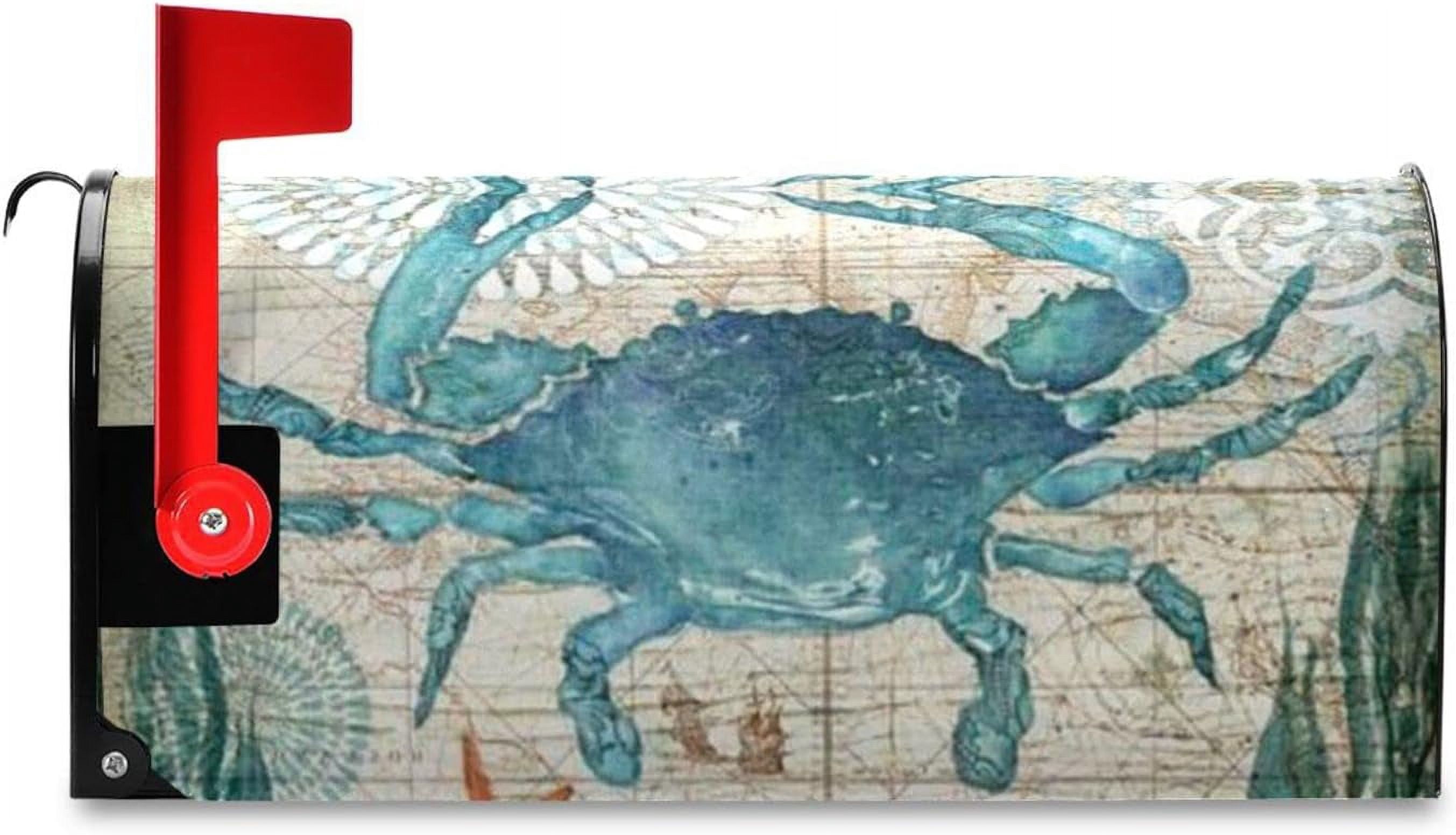 Ocean Crab Magnetic Mailbox Cover MailWraps Garden Yard Home Decor for Outside Standard Size-18"x 20.7"…