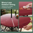 thumbnail image 3 of Round Outdoor Tablecloth with Umbrella Hole and Zipper, Red Beige Ombre Fitted Table Cover with Elastic Edge for 31-35 Inch, Abstract Modern Art Gradient Waterproof Patio Tablecoths for Picnic, 3 of 9