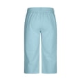 thumbnail image 5 of Guluxicc Linen Capris for Men Button Elastic Waist Pants Relaxed Fit Cropped Vacation Casual Beach Trousers with Pockets, 5 of 5