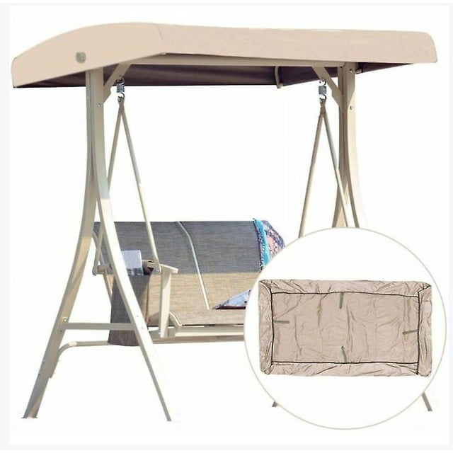 Toldo para asiento de columpio de jardín, dosel de repuesto para asiento de columpio, funda para silla de hamaca, tela de poliéster impermeable anti UV 191*120*20cm Beige