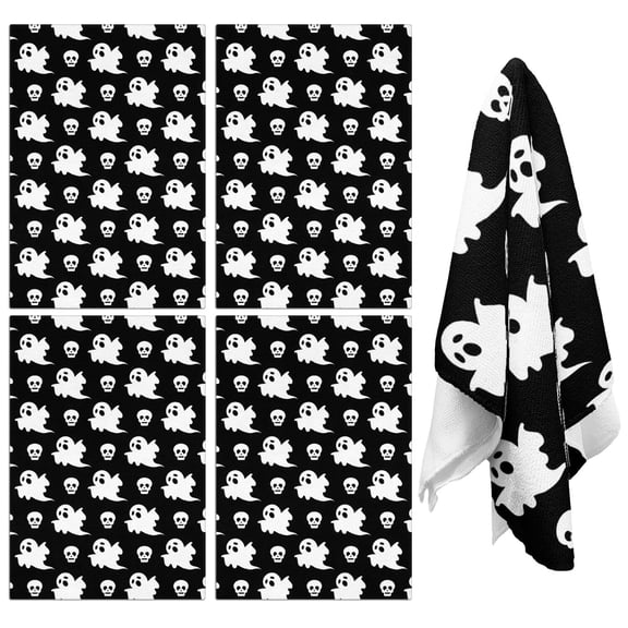Set of 4 Spooky Halloween Kitchen Towels, 18x26 Inch Absorbent Bar Towels & Hand Towels, Decorative Dish Towels for Witchy Kitchen Decor