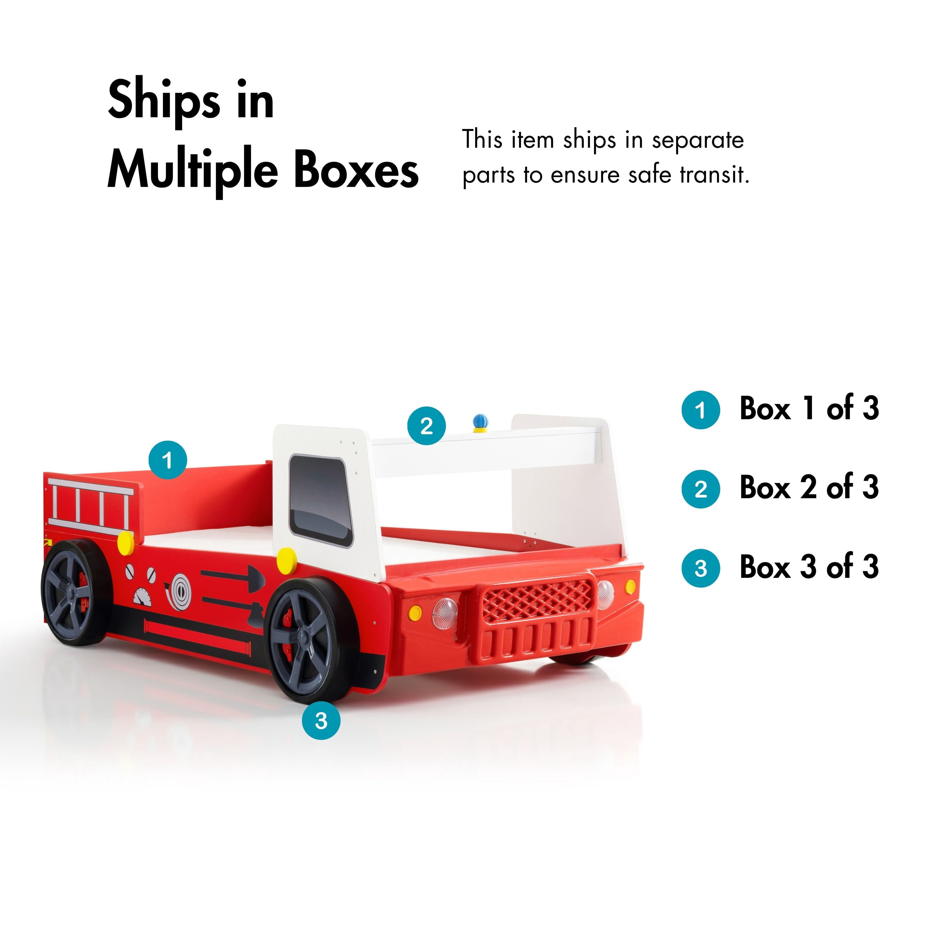Furniture of America Marshal Kids Wood Twin Fire Truck Bed