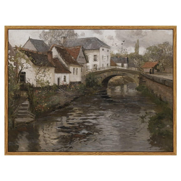 Cuadro mural en lienzo Simsea Riverside Small Town, 30 x 41 cm