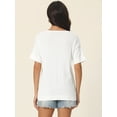 thumbnail image 4 of Unique Bargains Women's Short Sleeve T Shirts Basic Knit Tops Loose Solid Color Blouse M White, 4 of 6