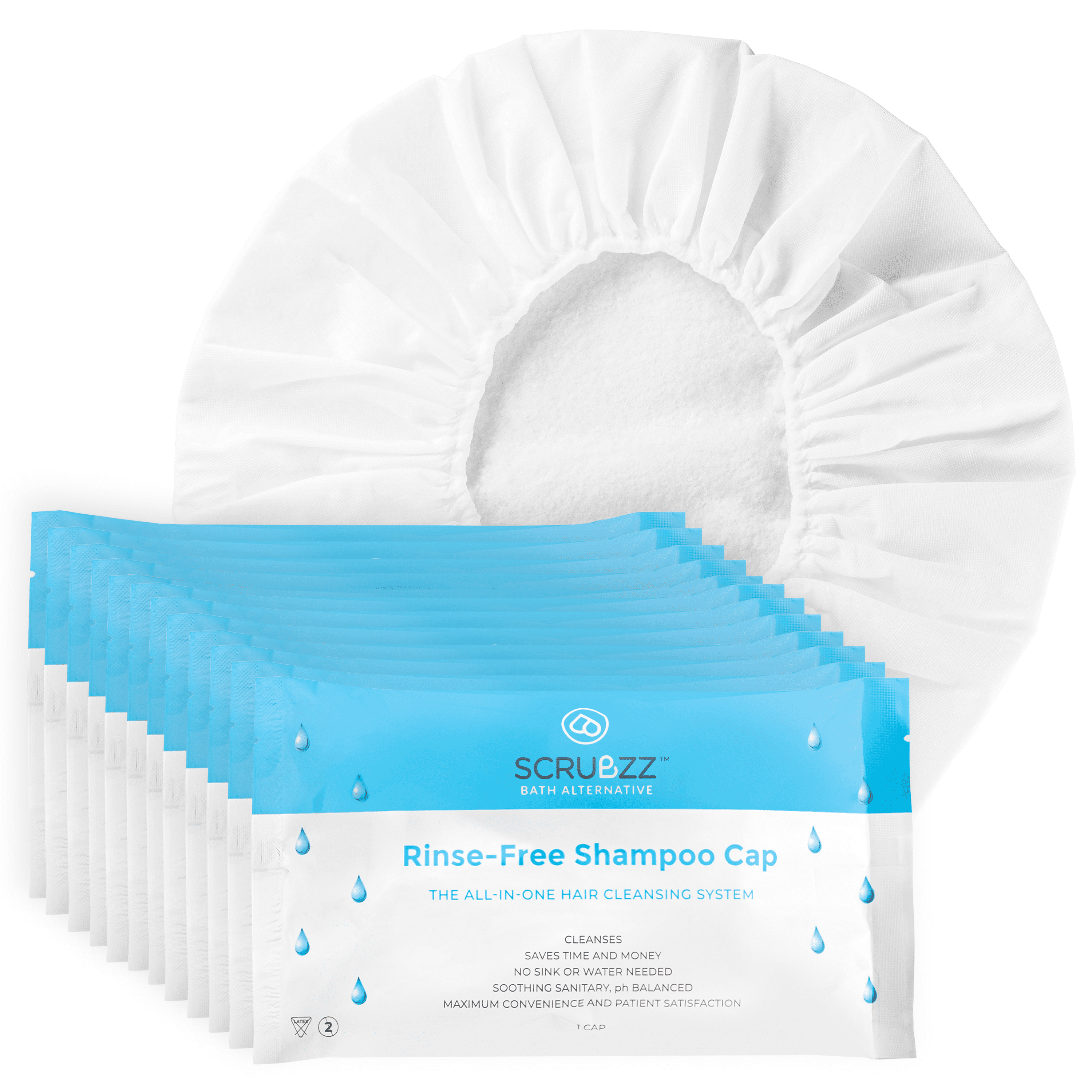 Scrubzz RinseFree Shampoo Caps for Elderly and Bedridden, Waterless