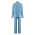 thumbnail image 6 of SAYOO Women 2 Piece Casual Lounge Wear Outfits for Women Long Sleeve Button Shirt Top High Waist Loose Pants Streetwear Pajamas, 6 of 9