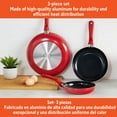 thumbnail image 5 of IMUSA Nonstick Ceramic Cookware Set 3-Piece 7in/9in/11in, with Stay-Cool Handles, Aluminum, Red, 5 of 9