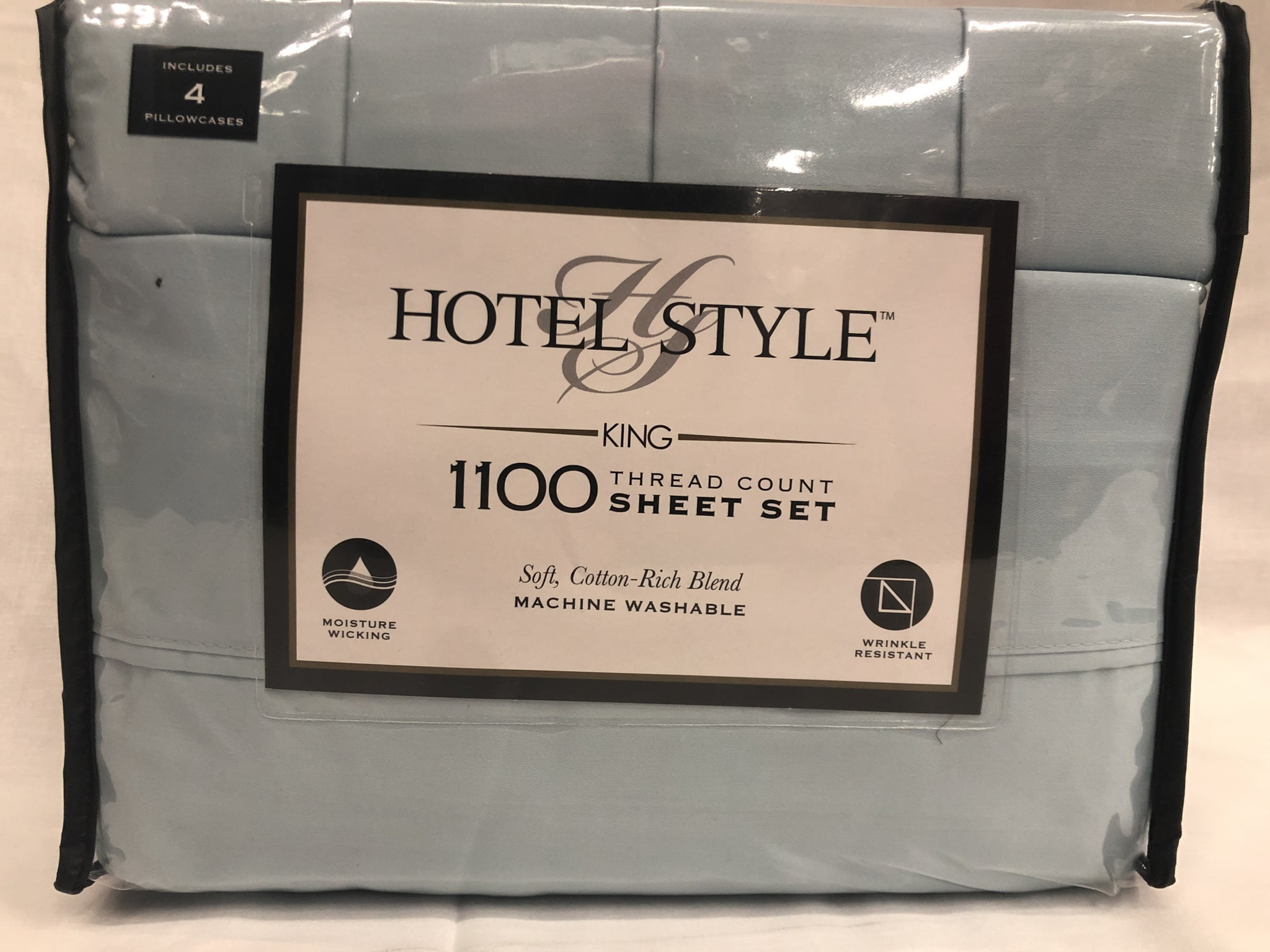 Hotel Style Hotel 1100 Thread Count Teal Cloud King Bedding Sheet Set