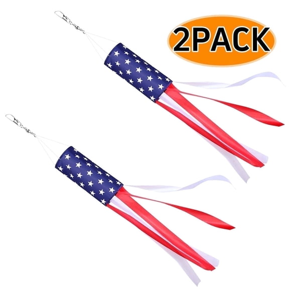 4th of July Patriotic Decorations American US Flag Windsock, Stars & Stripes USA Patriotic Decorations Windsocks for Outside Hangings (40 Inch 2PACK)