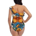 thumbnail image 5 of Gukieu Spring Butterfly Flowers Print One-shoulder Ruffled One-piece Swimsuit with Removable Chest Pads and Tummy-control Swimsuit for Women-Large, 5 of 6