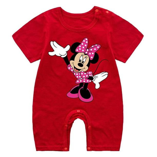 Mamelucos de verano para bebés, pijamas con estampado de dibujos animados de Mickey y Minnie para niños, mono para niñas, ropa para bebés, ropa infantil, Pijamas para niños pequeños, atuendo 6M Gao Jinjia LED