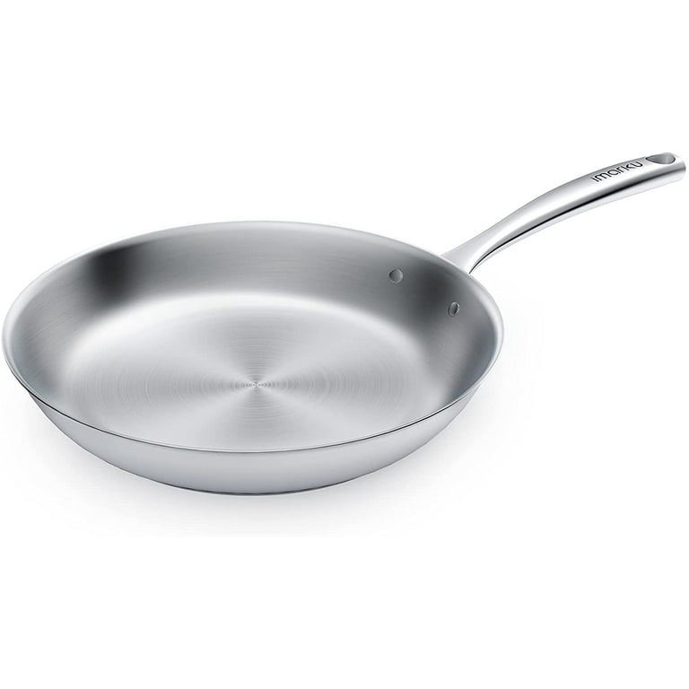 DELARLO Whole body Tri-Ply Stainless Steel 12inch Frying Pan With Lid, Oven  safe induction skillet,pots and pans set,Suitable for All Stove