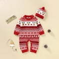 thumbnail image 5 of XDZJLR Baby Boy Christmas Outfit Xmas Deer Knitted Sweater Jumpsuit 1 Piece Xmas Hat Caps Clothes Set Onesie Red 3-6 Months, 5 of 9