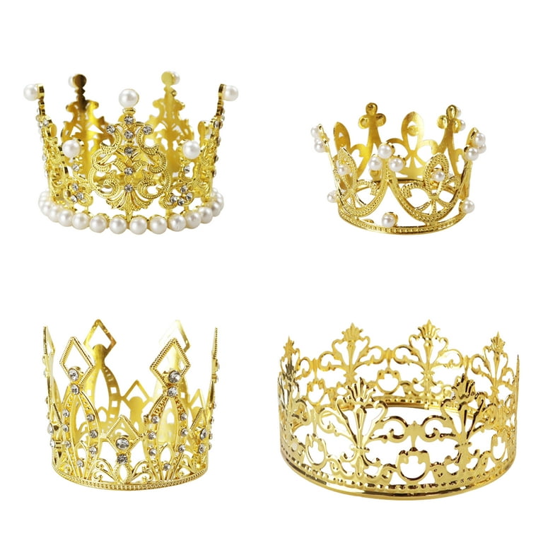Chris.W 4Pack Vintage Gold Crown Cake Topper Queen Princess Party Wedding  Bridal Decor 