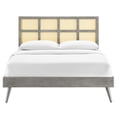 thumbnail image 5 of Modway Sidney Cane Rattan and Wood Full Platform Bed with Splayed Legs in Gray, 5 of 9