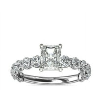 1.35 Carat Excellent Radiant Cut Natural Diamond Solitaire with Accents Beautiful Ring for Anniversary Solid 14K White Gold Size 4.5