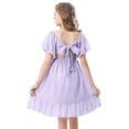 thumbnail image 6 of GYRATEDREAM Girl's Puff Sleeve Square Neck Polka Dots Pleated Hem Solid Chiffon A Line Birthday Party Dress 6-12 Years, 6 of 10