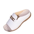 thumbnail image 2 of Xdegoge Mules for Women Wedge Slide Sandals Peep Toe Classic Horsebit Hardware Backless Slip On Dressy Casual Office Summer Comfort Daily Walking Shoes, 2 of 8