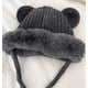 thumbnail image 4 of Lindo gorro de felpa de punto Lei Feng de lana cálida protección para los oídos para niños en otoño e invierno (gris oscuro), 4 of 5
