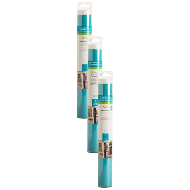 Vinilo Cricut Premium, permanente, azul claro, paquete de 3 unidades, 1,2 m