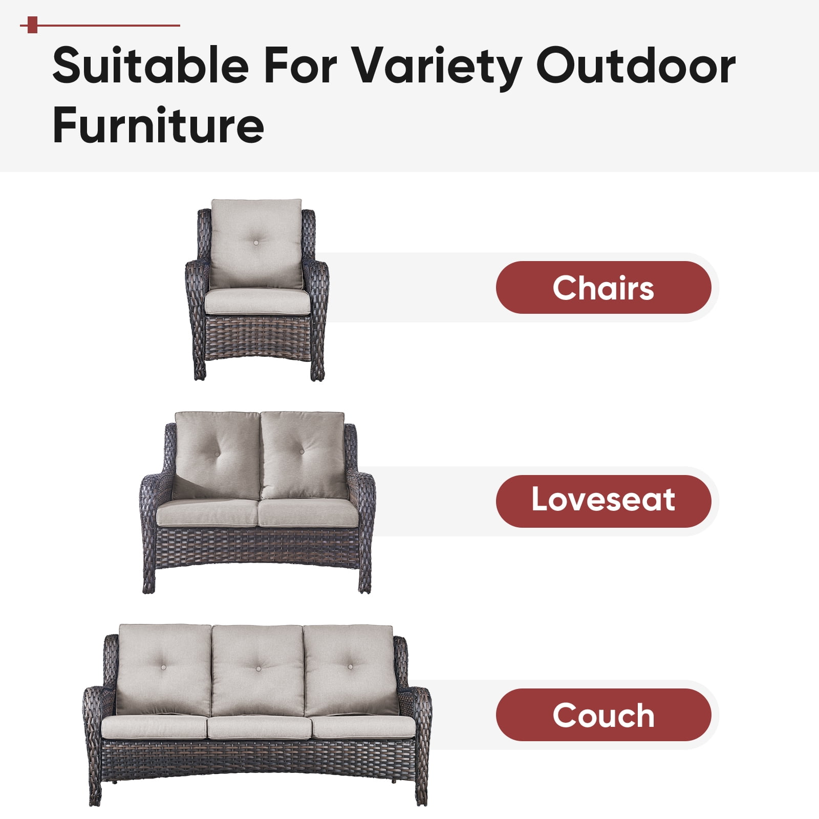 POCASSY Patio Furniture Cushions Set of 4, 22.5"*22.5" Outdoor Cushion for Patio Furniture, Water Resistant, Fade Resistant, Deep Seat and High Back Cushion for Chair, Sofa, and Couch, Beige