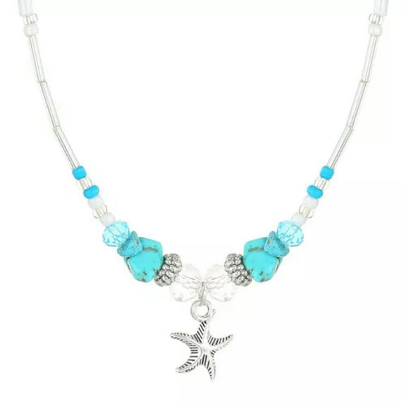 HOOUN Beads Chain Choker Starfish Shell Pendant Necklace For Women Beach Clavicle Gift-06