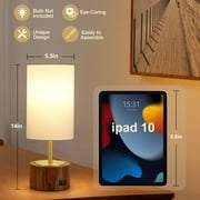 NATYSWAN Bedside Table Lamps Set of 2,Touch Control Nightstand Lamp with USB Ports,Minimalist Modern Desk Lamps with Fabric Shade for Bedroom Living Room