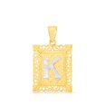 thumbnail image 6 of Floreo 10k Yellow Gold and White Gold 14.5mm or 18mm Personalized Alphabet Monogram A-Z Initial Square Pendant, 6 of 6