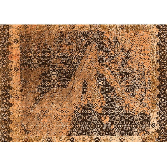Ahgly Company Indoor Rectangle Oriental Orange Industrial Area Rugs, 8' x 12'