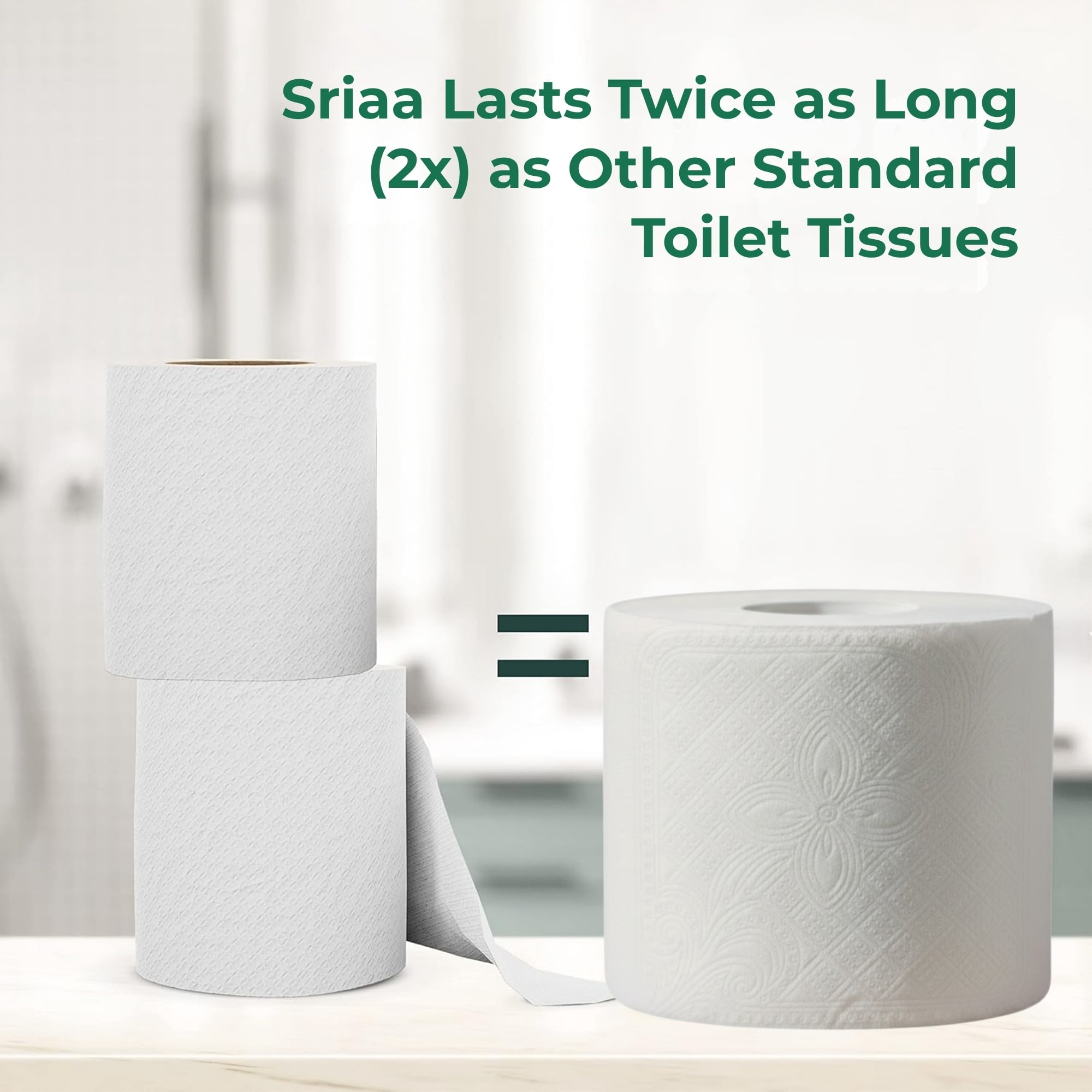 SRIAA 100% Bamboo Tree-Free Toilet Paper – 24 Premium Family Mega  Rolls, 3-Ply, 300 Sheets Per Roll – Ultra Soft & Strong, Plastic-Free Packaging, Septic Safe, FSC Certified – We Save Trees