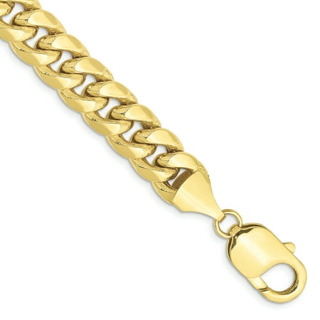 10k Yellow Gold 9.3mm Miami Cuban Chain Anklet Ankle Beach Bracelet 9 Inch (Best Cuban Sandwich In Miami Beach)