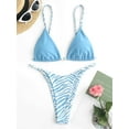 thumbnail image 4 of ZAFUL for Women Swimsuit Zebra Leopard Giraffe Print High Leg Thong String Bikini Swimwear Light Blue S, 4 of 7