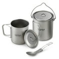 thumbnail image 4 of Copa de titanio Juego de 3 piezas de titanio ligero Titanio 750 ml Olla Taza de agua de 450 ml con t Lixada Copa de titanio, 4 of 7