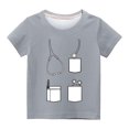 thumbnail image 3 of Penkiiy T-Shirt Garçons Filles Imprimé 3D Motif Coloré Graphique Manches Courtes pour Enfants 4 Ans Gris, 3 of 3