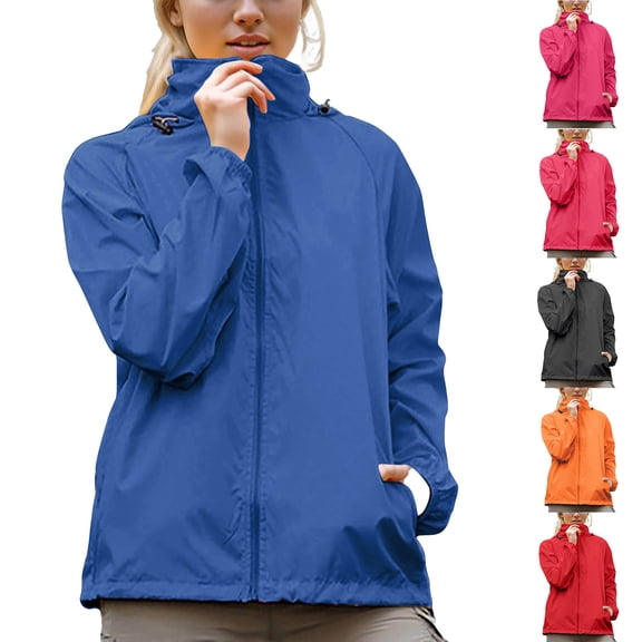 Cekizud Jackets for Women Lightweight Windbreaker Windproof Hiking Outdoor Rain Jacket with Pockets,Sizes XS-3XL