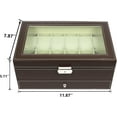 thumbnail image 7 of Bibana 12 Slot PU Leather Lockable Watch Storage Boxes, Men & Women Jewelry Display Drawer Case, 2-tier Organizer Watch Showcase with Glass Lid(Brown), 7 of 7