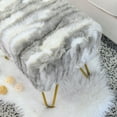 thumbnail image 4 of Home Soft Things Jacquard Faux Fur Ottoman - Grey - 19"x12.5"x17", 4 of 7
