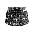 thumbnail image 4 of Women's Soft Stretch Flannel Christmas Print Drawstring Side Pocket Casual Pajama Shorts, Black, L, 4 of 4