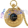 thumbnail image 4 of Reloj de bolsillo de vintage con cadena Movimiento musical dorado Zulema Reloj de bolsillo musical, 4 of 8