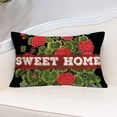thumbnail image 2 of Lumbar Pillow Covers Red Small Flowers with Green Leaf Pattern Decorative Pillow Cover Sweet Home Rectangle Cushion Cover Black Background Pillow Cases for Sofa (Sweet), 2 of 5