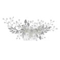 thumbnail image 4 of Peineta nupcial para boda, accesorios para el cabello con flores de cristal, piezas para el cabello nupcial para mujeres y niñas (color plateado), 4 of 5