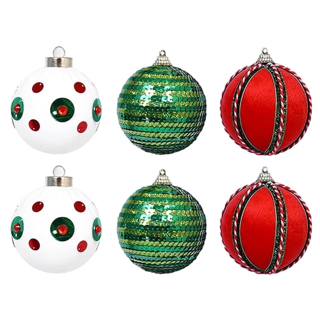 Adornos para árbol de Navidad en pack de 6 | Bolas de espuma envueltas en tela | Decoraciones navideñas elegantes | Colores y estilos variados | Poliuretano y plástico duradero | Bucles fáciles de