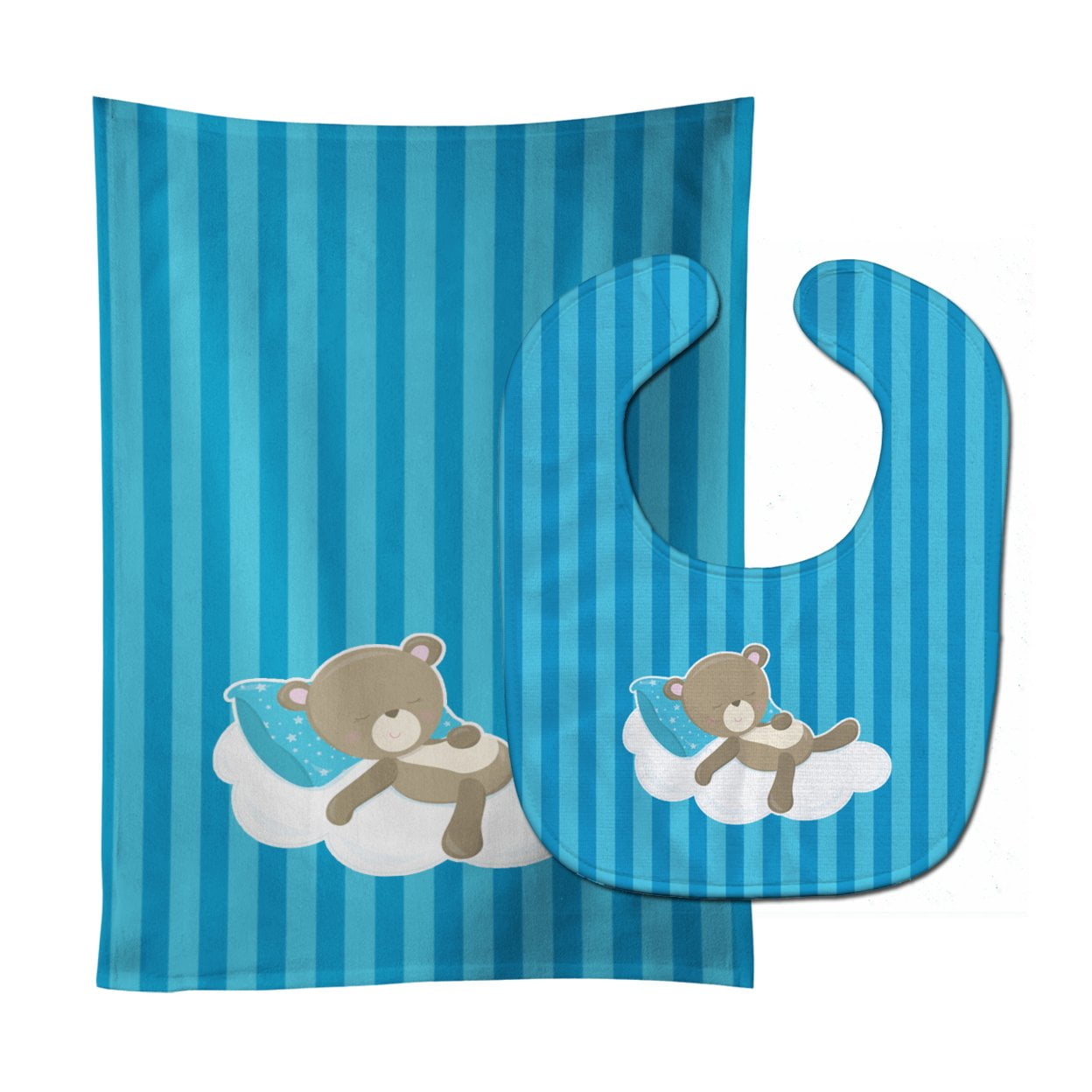 Baby Boy Bear on Cloud Baby Bib & Burp Cloth