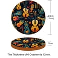 thumbnail image 3 of Musical Instrument 6Pcs Round Microfiber Leather Car Coasters, 11x11 cm/4.3x4.3 in Size, Cup Holder Mat for Drinks, Absorbent Car Accessories, 3 of 6