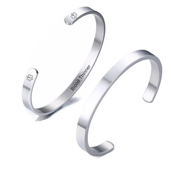 Medical Alert Bracelets for Women Men,Stainless Steel Med ID Cuff Bracelet Medical ID Health Alert Bangle Monitoring Systems to Save Life for Sos Emergency,59mm Diameter