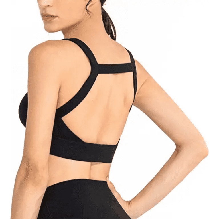 Backless Sports Bras for Women Sexy Square Neck Workout Crop Top Built in  Bra Open Back Bra Fitness Running Yoga Tops, Black, XL 